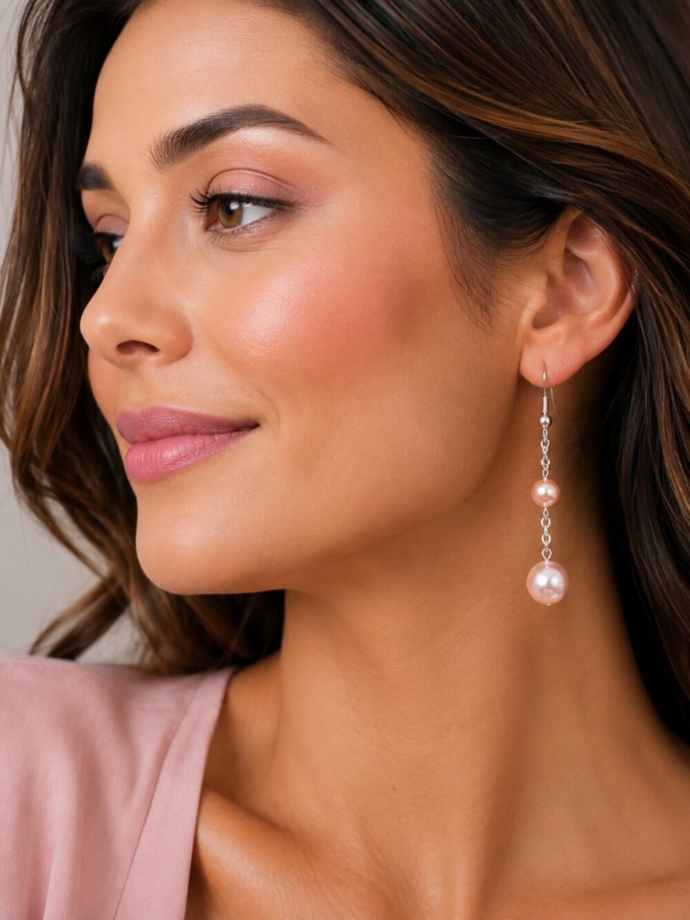 Francesca's Silver Tone and Soft Pink Simulated Pearl Dangle Earrings